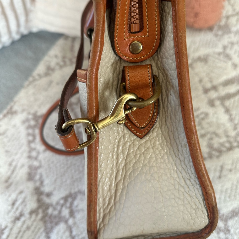 Vintage 1991 Dooney & Bourke AWL Satchel Original Receipt USA Cream Tan Leather - Picture 8 of 14
